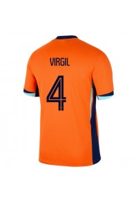 Nederland Virgil van Dijk #4 Fotballdrakt Hjemme Klær EM 2024 Korte ermer